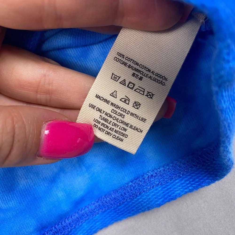 Free People Kelly Tie Dye Crop Sweatshirt Womens Blue Oversized Fleece Pullover